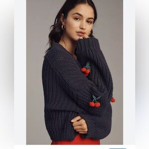 Anthropologie Maeve 3D Cherry sweater one size NWOT